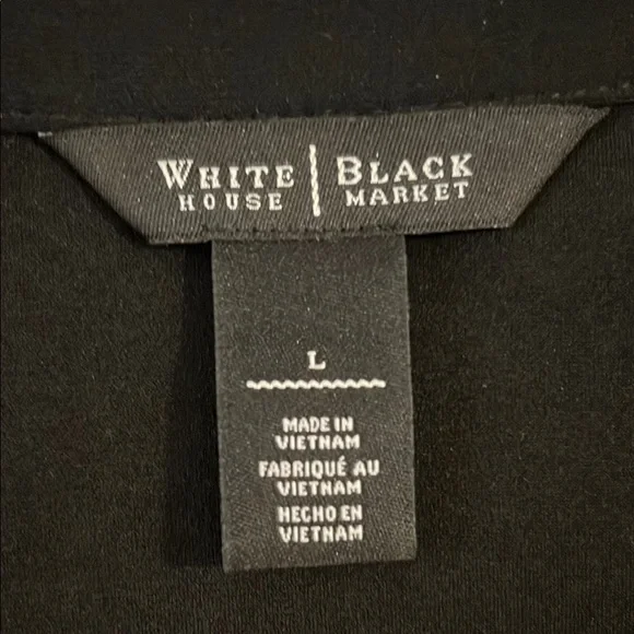 White House Black Market Elegant Black Top with White Accent Trim Size L - Picture 5 of 13